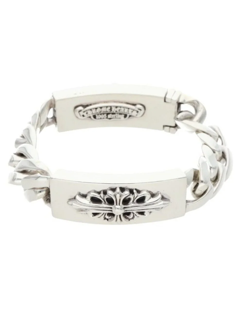 Chrome Hearts ID Dbl Flrl Dggr Double ID Floral Dagger Silver Bracelet